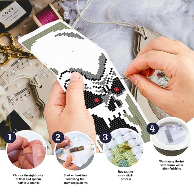 INFUNLY 6PCS Skull Theme Cross Stitch Kit - Image 4
