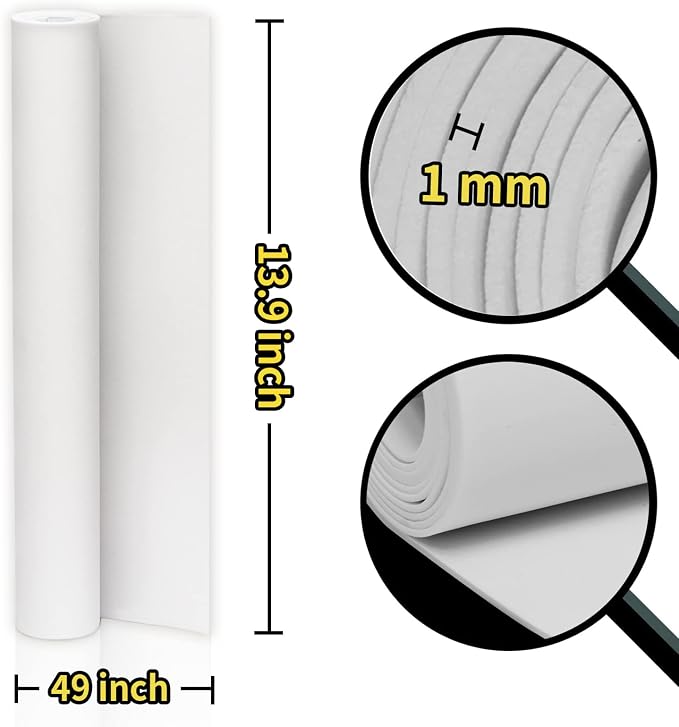 3-Pack 1mm Thick White Eva Foam Cosplay Sheets roll, 13.5" x 49" Premium eva - Image 2