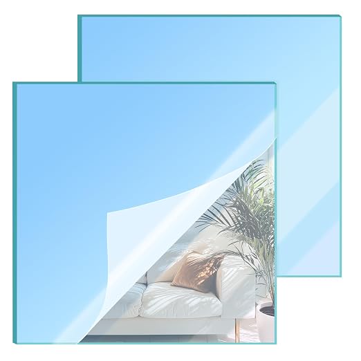 12x12 Inches Light Blue Mirror Acrylic Sheet – 2 Pcs Reflective Acrylic Panel by SAKRNIC