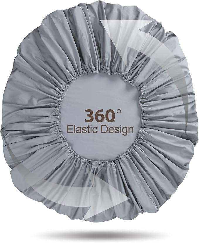 100% Egyptian Cotton Fitted Sheet Full Size Gray, 600 Thread Count, 8-16" Deep - Image 7