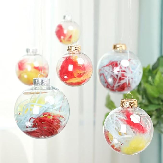 12 Pcs DIY Clear Plastic Fillable Balls Ornament, 2.36Inch Christmas Balls | - Image 5