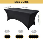10-Pack 6ft Black Spandex Table Covers - Image 4