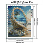 Seashell and Summer Beach Stamped Cross Stitch Kits, Embroidery Starter Kit - Image 2