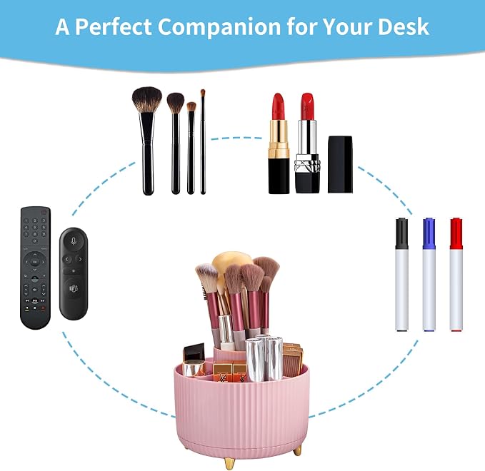 Marbrasse Desk Organizer, 360-Degree Rotating Pen Holder, Desk Organizers and - Image 6