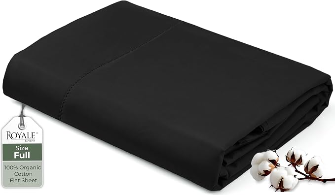 Royale Linens 100% Organic Cotton Full Flat Sheet Only by ROYALELINENS