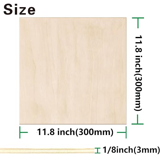 12 Pack Birch Plywood Sheets 1/8", 11.8"x11.8"x1/8" inch Plywood Sheets - Image 2