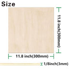 12 Pack Birch Plywood Sheets 1/8", 11.8"x11.8"x1/8" inch Plywood Sheets - Image 2