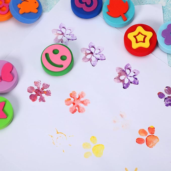Outus 24 Pcs EVA Stamps for Kids Painting Sponges Stamps Sponges for Painting - Image 5