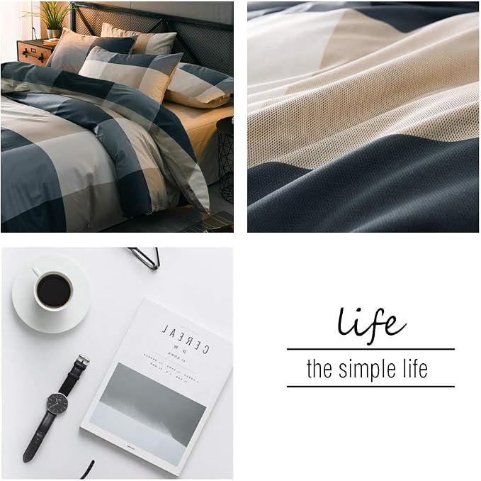 mixinni Twin XL Size Checkered Duvet Cover Set - Image 7