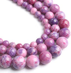 60pcs Round Loose Purple&Pink Fire Agate Beads by Yochus