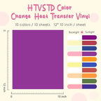 HTVSTD Color Change HTV Heat Transfer Vinyl 10Sheets 12×10in Iron on Vinyl | - Image 2