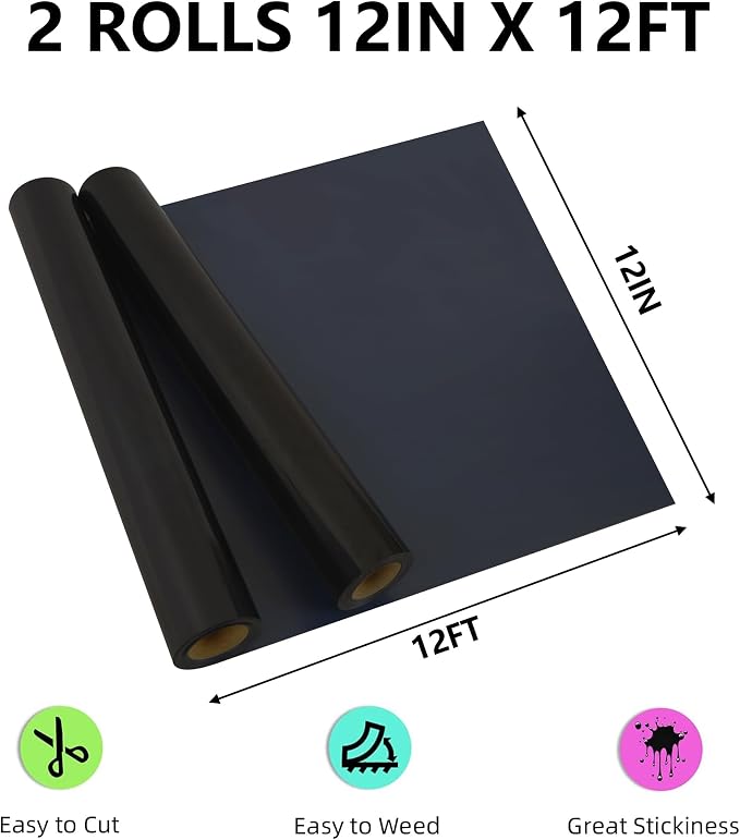RENLITONG Black Heat Transfer Vinyl - Image 2