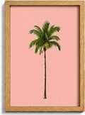 Framed Palm Tree Canvas Wall Art, Girl Beach Poster Print Artwork, by HJYQLN