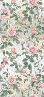 JOONOR Retro Pink Rose Flowers Window Privacy Film, 3D Stained Glass Rose by JOONOR