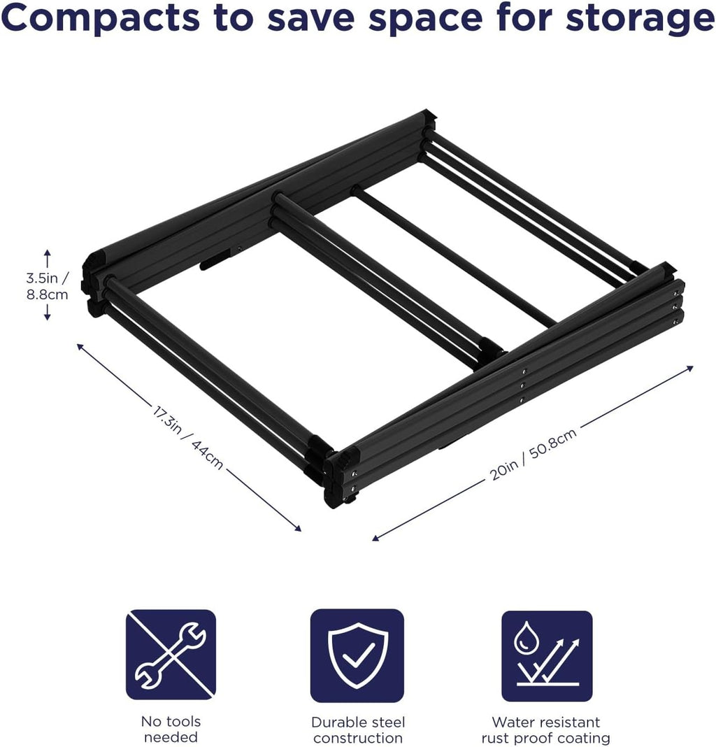 BLACK+DECKER Laundry Organization Expandable/Collapsible Clothes Drying Rack. Essential for Camping/Trailers or Anywhere You Air Dry Laundry. Oversized for Multiple Garments, (Black)