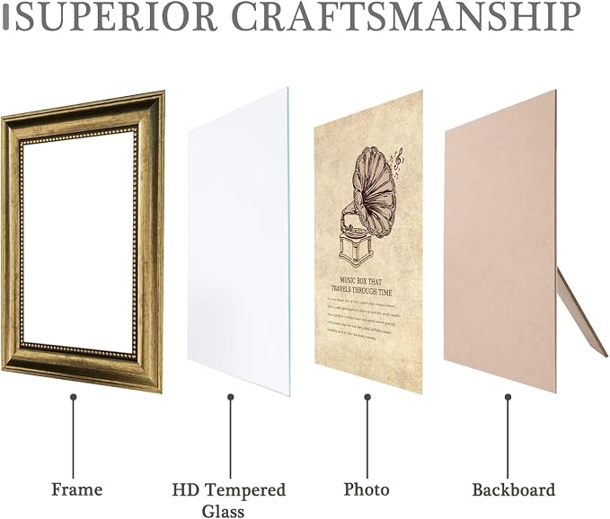 4x6 Picture Frame with Real Glass, 4 set Ornate Vintage Picture Frames - Image 3
