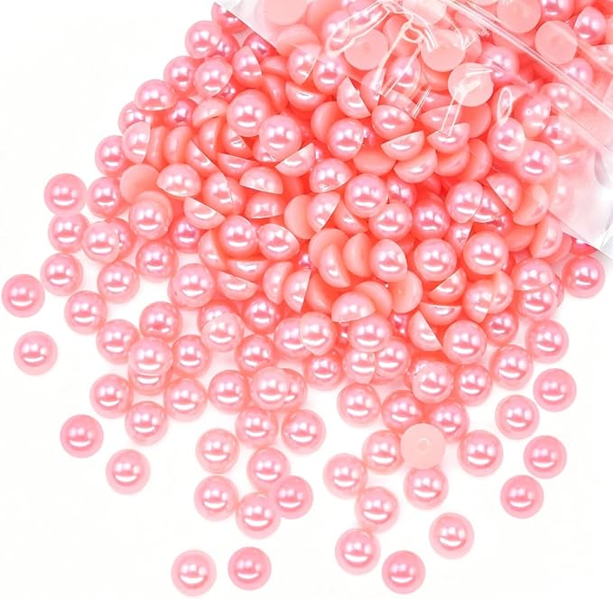 qiipii 380PCS 8mm Dark Pink Half Round Pearls Bulk by qiipii