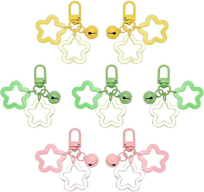 PATIKIL Star Keychain, Candy Color Acrylic Pentagram Keychain Stars Charms Bell by PATIKIL