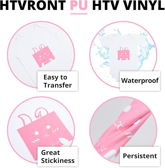 HTVRONT Baby Pink HTV Heat Transfer Vinyl: 11 Packs 12 x 10 Iron on Vinyl | - Image 6