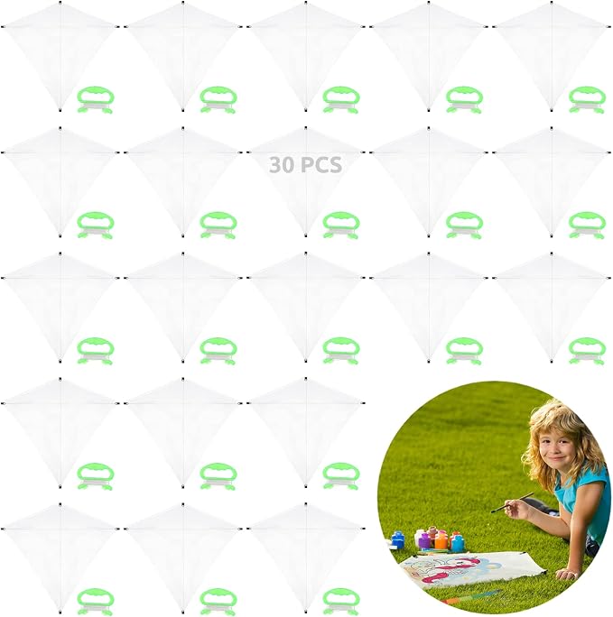 B bangcool DIY Kids Kite Kites Making Painting White Paper Blank Kites - Image 2