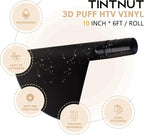 Tintnut Black Puff Heat Transfer Vinyl Roll, easy cut & weed, stretch washable - Image 2