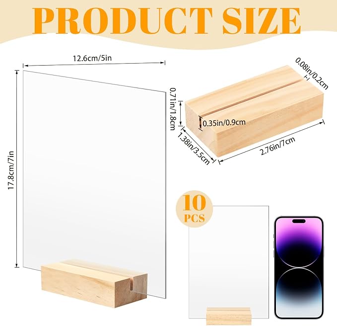 Bercoor 10 Pack 5x7 Inch Blank Clear Acrylic Sign - Image 2