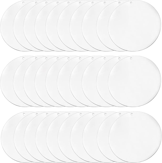Zorfeter Clear Acrylic Blanks, 4 Inch Round, 30 Pack | Circle Ornament Blanks by Zorfeter