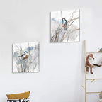 Abstract Bird Picture Wall Art: Animal Birds on Reed Artwork Painting on Canvas - Image 2