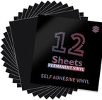 Lya Vinyl Black Permanent Vinyl, 12 Pack Matte Vinyl by LyaVinyl