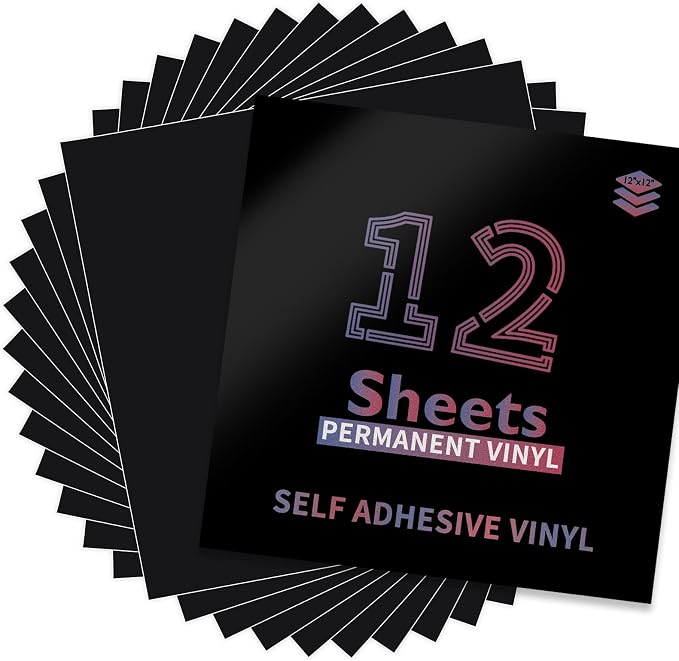 Lya Vinyl Black Permanent Vinyl, 12 Pack Matte Vinyl by LyaVinyl