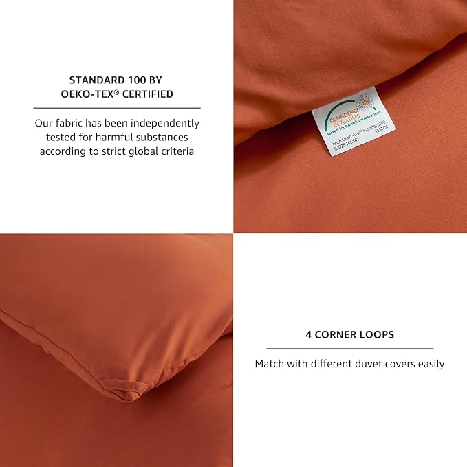 CozyLux Full Size Comforter Set Terracotta, 3 Pieces Burnt Orange Rust Solid - Image 5