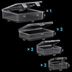 7 Pack Mixed Sizes Rectangular Mini Plastic Containers Clear Plastic Storage - Image 2