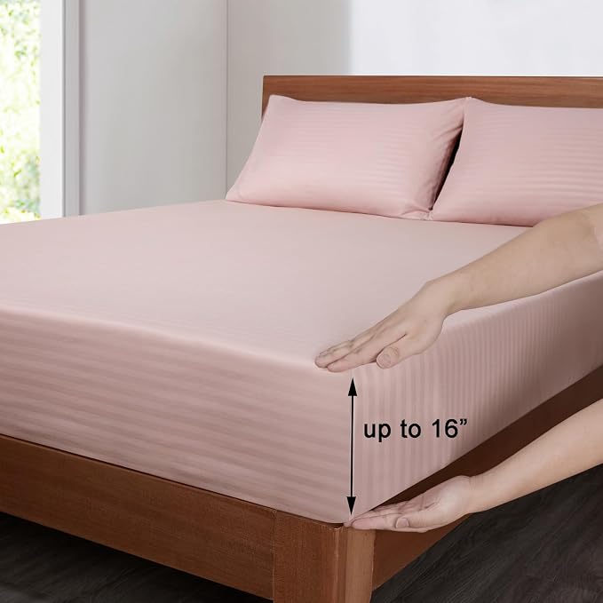 Mejoroom Striped King Size Bed Sheet Set - Image 3