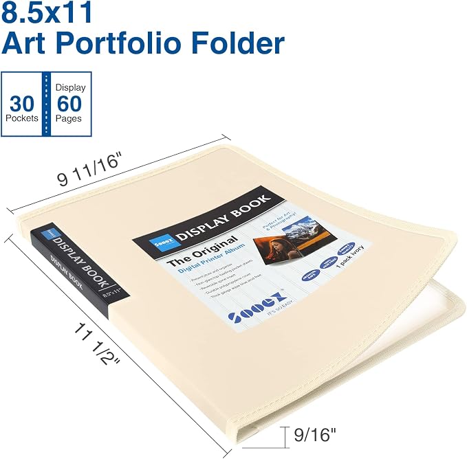 Sooez 30-Pocket Binder with Plastic Sleeves 8.5x11, Heavy Duty Art Portfolio - Image 2