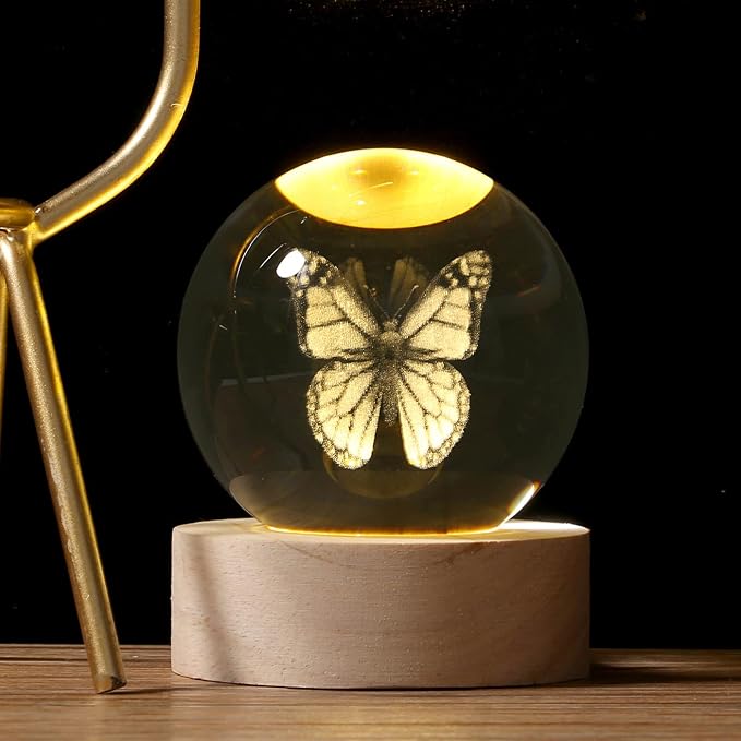 MAIBAOTA 3D Butterfly Decor Crystal Ball 2.4 Inches Glass Ball Butterfly Gifts - Image 2