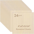 24 Pack Plywood Sheets, Unfinished Wood Boards Blanks by Hosifiy