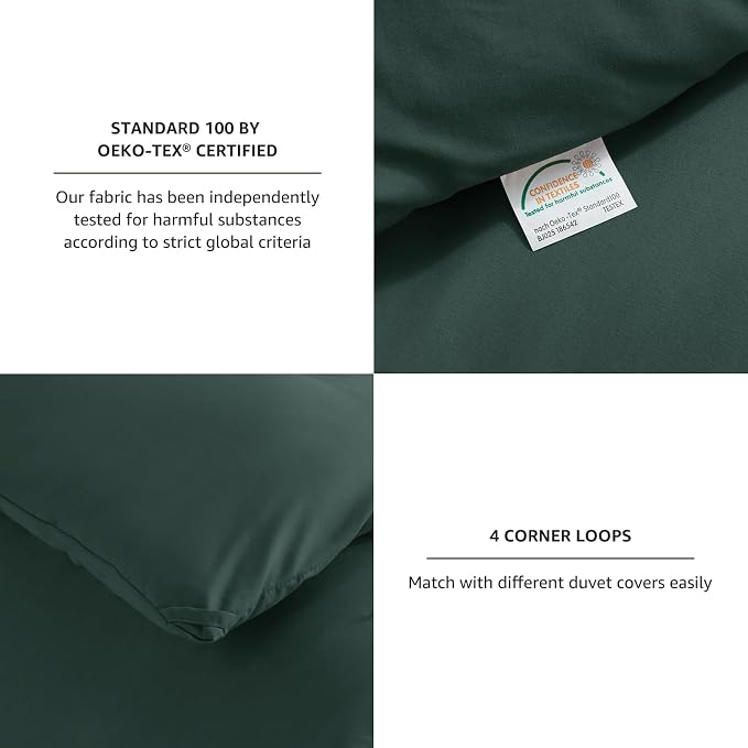 CozyLux King Size Comforter Set Forest Green, 3 Pieces Solid Comforters King - Image 4