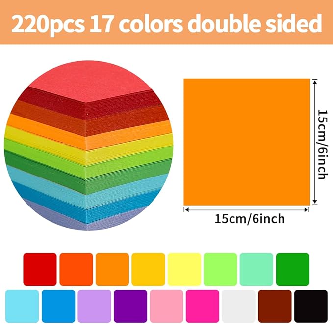 Praisebank Orange Origami Paper, Double Sided Color, Origami Paper Kit - Image 2