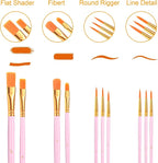 AROIC Acrylic Paint Brushes, 6 Packs/60 pcs Nylon Hair Paint Brush Set - Image 2
