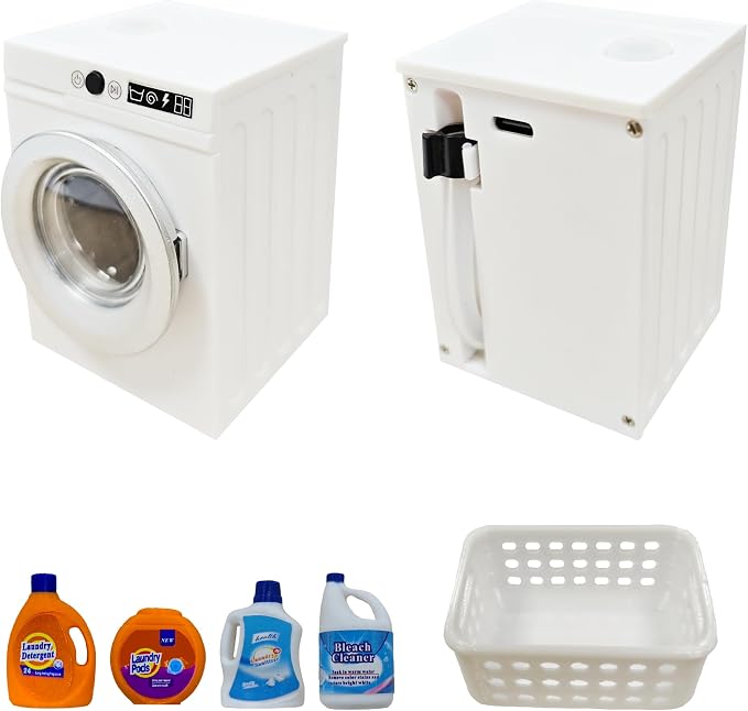 1:12 Scale Miniature Electric Washer and Dryer Set, Realistic Dollhouse Laundry - Image 3