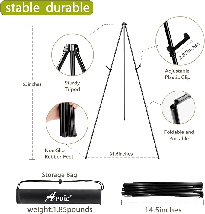 AROIC 63 "Easel Stand for Display, 6 Pack Portable Foldable Metal Easel - Image 2