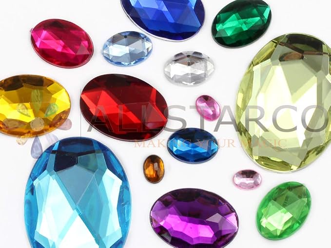 40x30mm Pink Hot .NAP01 Large Flat Back Oval Acrylic Rhinestones Cosplay - Image 9