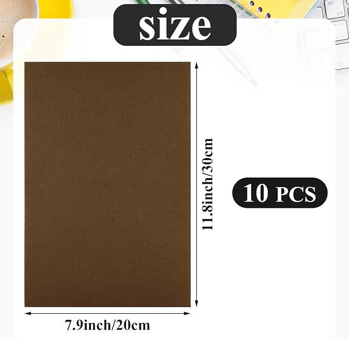 10PCS Brown Self Adhesive Felt Fabric Sheets Sticky Felt Sheets - Image 2