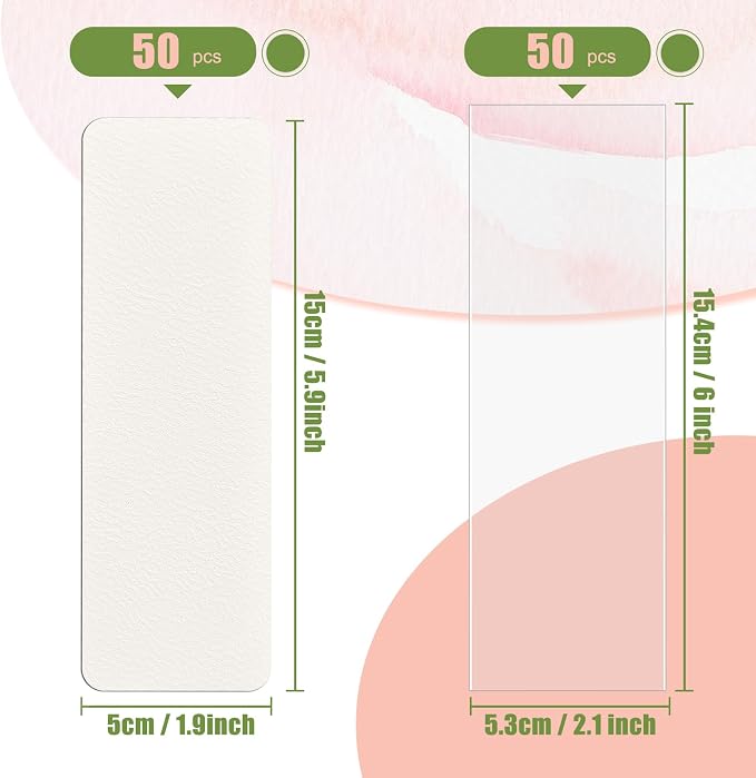 50 Pcs Watercolor Bookmarks & 50 Pcs Bookmark Laminating Pouches 1.9 x 5.9 inch - Image 2
