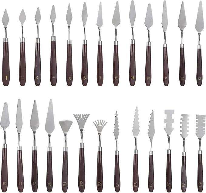 27 Pcs Palette Knife Set Stainless Steel Painting Knife Set Wood Handle Palette by Unknown