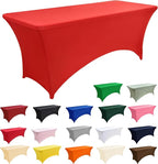 10-Pack 6ft Red Spandex Table Covers - Image 3