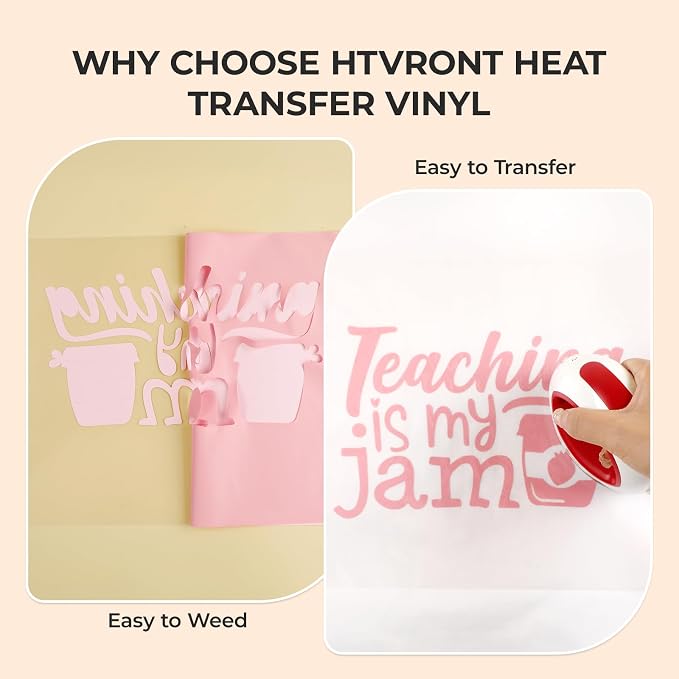 HTVRONT Baby Pink Heat Transfer Vinyl, 13 Pack | Pink Iron on Vinyl Sheets - Image 2