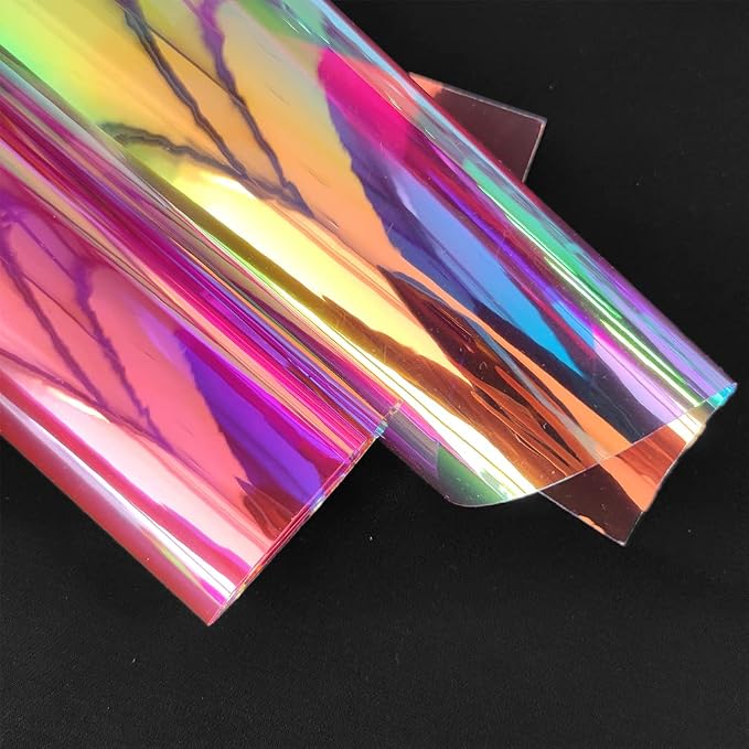10 Pieces A4 Holographic Clear PVC Fabric Iridescent Transparent Vinyl Mirrored - Image 7