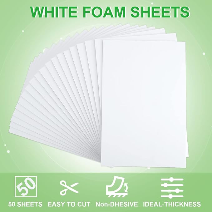 DAJAVE 50 Pack White EVA Foam Sheets, 3mm Thick, 8x12 Inch Crafts Foam Sheets - Image 3