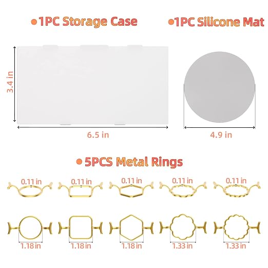 5PCS Metal Wax Seal Molds for 1 Inch Stamp, Rings Set - Image 2